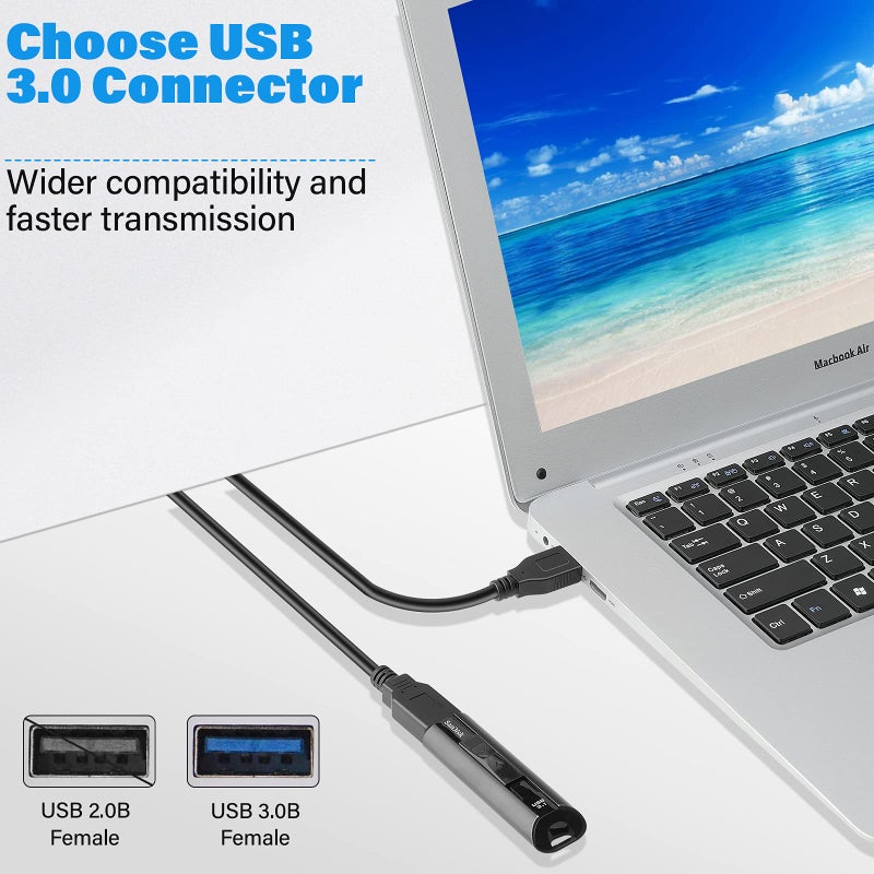 Pasow 2 Pack USB 3.0 Extension Cable SuperSpeed Type A Male to Female Extender Cord (1.5FT) - Image 2